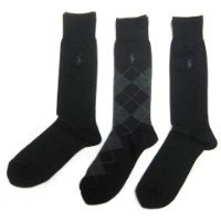 Polo Ralph Lauren Men's 3 Pack Argyle Black Socks (10-13) Polo Ralph Lauren Men's 3 Pack Argyle Black Socks (10-13)