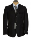 DKNY Mens 3 Button Solid Dark Navy Blue Military Wool Sport Coat Jacket