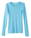 Bella Ladies 4 oz. Sheer Rib Long-Sleeve Crew - LIGHT AQUA - S