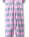 Splendid Littles Baby-girls  Marseille Chambray Stripe Romper, Dahlia, 12-18 Months