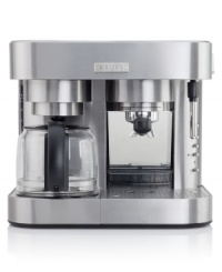 A winning combination-hit the button and have delicious, aromatic coffee or espresso in your cup right away. Built to deliver your morning pick-me-up as fast as possible with a pause and serve feature that lets you grab a cup mid-brew, while also whipping up masterful cappuccinos and espressos for the coffee aficionado. Model XP604050. A winning combination-hit the button and have delicious, aromatic coffee or espresso in your cup right away. Built to deliver your morning pick-me-up as fast as possible with a pause and serve feature that lets you grab a cup mid-brew, while also whipping up masterful cappuccinos and espressos for the coffee aficionado. Model XP604050.