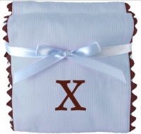 Princess Linens Bon Bon Burp Pad Baby Blue with Brown Trim-X Princess Linens Bon Bon Burp Pad Baby Blue with Brown Trim-X