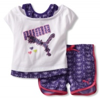 Puma - Kids Baby-Girls Infant Heart Print Short Set, Purple, 12 Months Puma - Kids Baby-Girls Infant Heart Print Short Set, Purple, 12 Months