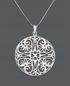 You're a multifaceted woman, and your jewelry should be too. This artistic circle pendant by Giani Bernini features an intricate scrolling design in sterling silver. Approximate length: 18 inches. Approximate drop: 1-1/2 inches.