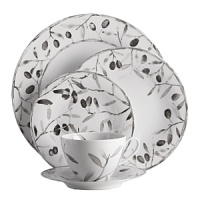 Inspired by the traditional symbol of peace and goodwill, a naturalistic olive branch motif is rendered in graphic detail on this assortment of fine porcelain dinnerware from Michael Aram. Inspired by the traditional symbol of peace and goodwill, a naturalistic olive branch motif is rendered in graphic detail on this assortment of fine porcelain dinnerware from Michael Aram.