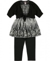 Beautees Cheery Blossom 3-Piece Outfit (Sizes 7 - 16) - black, 7