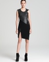 A curve-hugging, leather-boasting Helmut Lang dress proves modern style rules all when it comes to evening dressing.