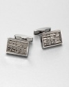 Polished, rectangular shaped cuff links set in mixture of brass and stainless steel, enhanced by a three-level etching design.Brass/stainless steelAbout ½ x ¼Imported