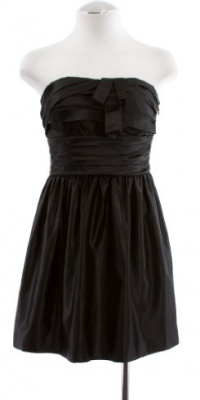 Juicy Couture Black Satin Pleated Strapless Party Dress 2 Juicy Couture Black Satin Pleated Strapless Party Dress 2