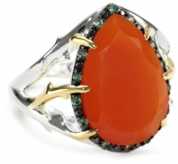 Elizabeth and James Thorns Sterling Silver Orange Carnelian Large Ring, Size 6