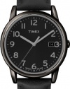 Timex Men's T2N947 Elevated Classics Dress All Black Leather Strap Watch