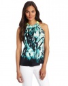 T Tahari Women's Dawn Printed Printed Halter Blouse