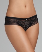 A floral lace hipster with sheer lace trim along legs from Calvin Klein. Style #F3327