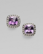 From the Moonlight Ice Collection. Amethyst and pavé diamond studs in blackened sterling silver. Amethyst Diamonds, 0.6 tcw Blackened sterling silver Size, about ½ Post back Imported 