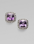 From the Moonlight Ice Collection. Amethyst and pavé diamond studs in blackened sterling silver. Amethyst Diamonds, 0.6 tcw Blackened sterling silver Size, about ½ Post back Imported 
