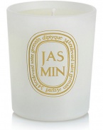 The Limited Edition Jasmine white colored votive, a classic scent that is fresh and opulent, green and exhilarating at sunrise. The flower emanates warm vanilla aromas around midday. Burn time is approximately 20 hours. 2.4 oz.