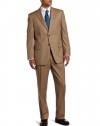 Jones New York Men's 2 Button Side Vent Tan Suit, Tan, 50 Regular