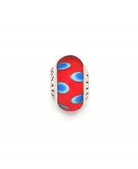 Two-tone blue dots stand out on a red ground in this Murano glass and sterling silver bead with logo stamping. Donatella is a playful collection of charm bracelets and necklaces that can be personalized to suit your style! Available exclusively at Macy's.