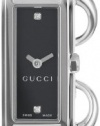 Gucci Women's YA109518 G-Line Black Dial Two Diamonds Watch