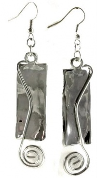 Ornate City Gyspies Rectangles with Swirls Abstract Dangle Earrings Silver Tone Ornate City Gyspies Rectangles with Swirls Abstract Dangle Earrings Silver Tone