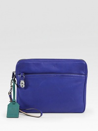 A versatile bag crafted from sumptuous leather is roomy enough to carry your iPad®.Wrist strapContrast luggage tagZip-around closureOne outside zip pocketCotton lining10½W X 8H X 1¼DImported A versatile bag crafted from sumptuous leather is roomy enough to carry your iPad®.Wrist strapContrast luggage tagZip-around closureOne outside zip pocketCotton lining10½W X 8H X 1¼DImported