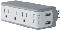 Belkin BST300 SurgePlus 3-Outlet Mini Travel Swivel Charger Surge Protector with Dual USB Ports (2.1 AMP / 10 Watt) Belkin BST300 SurgePlus 3-Outlet Mini Travel Swivel Charger Surge Protector with Dual USB Ports (2.1 AMP / 10 Watt)