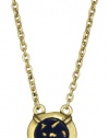 T Tahari Soho Chic Gold Tone and Blue and Gold Pendant Necklace