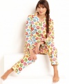 Colorful and fun. Paul Frank's Circle Print top and pajama pants set features a Julius logo in multiple colored circles all over the top and bottom.