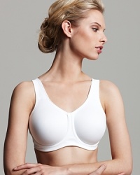 This underwire sports bra features advanced moisture management fabric and thick straps for extra support. Hook and eye closure. Style #855170 This underwire sports bra features advanced moisture management fabric and thick straps for extra support. Hook and eye closure. Style #855170