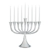 This eye-catching menorah is both traditional and modern. In the designer's own words, the Molten collection is distinguished by streamlined, timeless shapes... objects which reverberate with the skill of their maker and yet do not fit into a traditional interpretation of craft. The pieces possess a soulfulness and organic energy only possible through the handmade process.