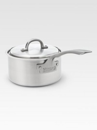An elegant, professional-grade sauce pan is manufactured with exclusive multi-ply construction, a specially designed combination of stainless steel and aluminum alloys for lifetime performance, durability, easy cleanup and even heat distribution.Lid includedErgonomic handle constructed of investment-cast stainless steel with stay-cool vent designIncludes 18/10 stainless steel cooking surface, aluminum alloy core An elegant, professional-grade sauce pan is manufactured with exclusive multi-ply construction, a specially designed combination of stainless steel and aluminum alloys for lifetime performance, durability, easy cleanup and even heat distribution.Lid includedErgonomic handle constructed of investment-cast stainless steel with stay-cool vent designIncludes 18/10 stainless steel cooking surface, aluminum alloy core