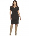 AGB Women's Plus-Size V-Neck Short Sleeve Spliced Dress