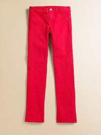 Classic jeans get a fashionable update in a vibrant new hue.Front button closureZip flyWaistband with belt loopsFront slash pocketsBack patch pockets98% cotton/2% spandexMachine washImported Classic jeans get a fashionable update in a vibrant new hue.Front button closureZip flyWaistband with belt loopsFront slash pocketsBack patch pockets98% cotton/2% spandexMachine washImported