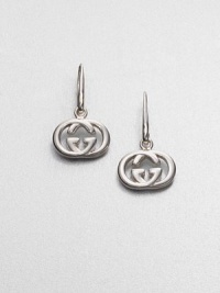 From the Britt Collection. Gleaming double G logos of sterling silver, signature symbols of Gucci style. Sterling silver Length, about 1 Ear wire Made in Italy