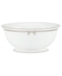 A gift to formal dining from kate spade new york, the Grace Avenue serving bowl offers a chic balance of fun and refined in platinum-banded bone china. Grosgrain ribbon puts the preppy, finishing touch on dinnerware destined for stylish tables. A gift to formal dining from kate spade new york, the Grace Avenue serving bowl offers a chic balance of fun and refined in platinum-banded bone china. Grosgrain ribbon puts the preppy, finishing touch on dinnerware destined for stylish tables.