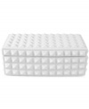 Elevate your decor with the edgy look of this studded box from Jonathan Adler. Made of pure white porcelain, this cutting-edge design is equal parts classic and confident.