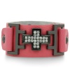 Pretty in Pink Leather and Rhinestone Cross Cuff Bracelet, Fits 6-7-8 Inches