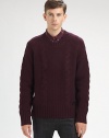 EXCLUSIVELY AT SAKS. Burberry Brit's take on the classic cable-knit sweater made from a luxurious stretch-wool blend.CrewneckRaglan sleevesPull-on styleRibbed trim98% wool/1% polyamide/1% elastaneDry cleanImported