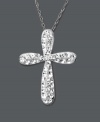 Give the perfect gift of faith. Kaleidoscope's symbolic cross pendant shines with the addition of clear crystals made with Swarovski Elements. Setting and chain crafted in sterling silver. Approximate length: 18 inches. Approximate drop: 3/4 inch.