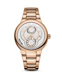 Philip Stein® active rose gold plated chronograph watch with integrated bracelet strap and a butterfly buckle closure.
