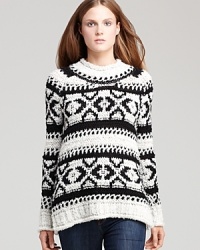 Embrace the chic chalet look in this well-crafted Free People sweater that boasts a classic fairisle print--a timeless seasonal look that never goes out of style. Embrace the chic chalet look in this well-crafted Free People sweater that boasts a classic fairisle print--a timeless seasonal look that never goes out of style.