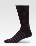 A mix of classic patterns brings stripes and paisley to one, mid-calf design. Cotton/nylon; machine wash Made in Italy