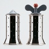 Salt castor by Michael Graves for Alessi in stainless steel with ivory lid. Pepper shaker sold separately.