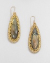 From the Elements Siyabona Collection. The tantalizing iridescence of faceted labradorite teardrops, elegantly framed by a spikey golden setting accented with Swarovski crystals.LabradoriteCrystalGoldtoneDrop, about 2.25Ear wireMade in USA