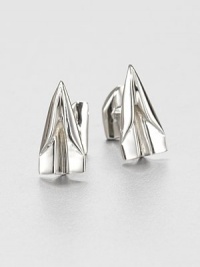 Fly high and in style with these cuff links shaped as folded paper and a paper plane, set in luminous sterling silver.Sterling silverAbout .88 diam.Made in USA Fly high and in style with these cuff links shaped as folded paper and a paper plane, set in luminous sterling silver.Sterling silverAbout .88 diam.Made in USA
