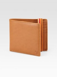 A timeless classic, constructed in smooth, Italian leather and an elastic band with striped detail.Two billfold compartmentsEight card slotsLeather4½W x 4HMade in Italy