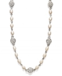 Embrace the rosary-style necklace trend with this elegant piece from Lauren by Ralph Lauren. Crafted in silver tone mixed metal with polished glass pearls and sparkling crystals. Approximate length: 18 inches. Embrace the rosary-style necklace trend with this elegant piece from Lauren by Ralph Lauren. Crafted in silver tone mixed metal with polished glass pearls and sparkling crystals. Approximate length: 18 inches.