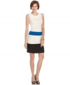 Anne Klein's sheath is chic for summer with a classic silhouette and blue colorblocked detail. The perfect way to infuse your fashion sense into an office wardrobe!