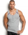 Bare your arms in sleek sporty style with this 2(x)ist detailed button tank.