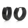 Classic Black Hole Stainless Steel Mens Hoop Earrings